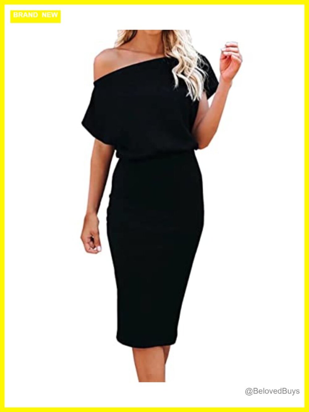 Off Shoulder Ribbed Knit Midi Dress Short Sleeve Bodycon Casual Party